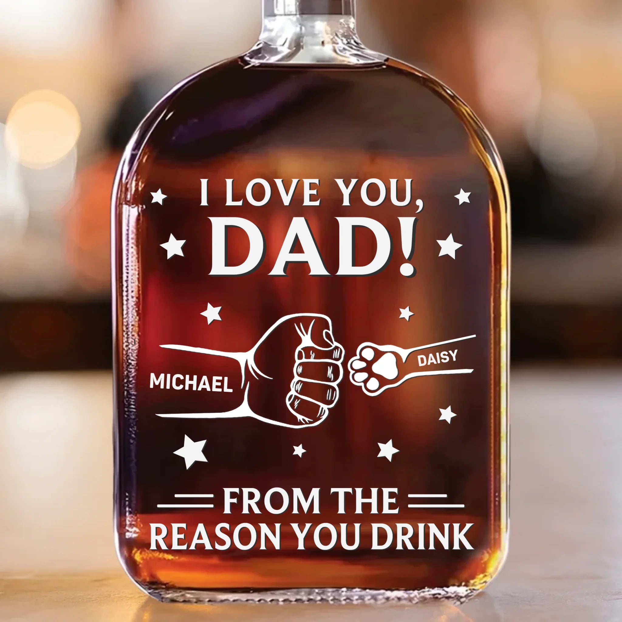 Paws Down, You’re The Best - Dog & Cat Personalized Custom Whiskey Bottle - Father's Day, Gift For Dad, Pet Owners, Pet Lovers