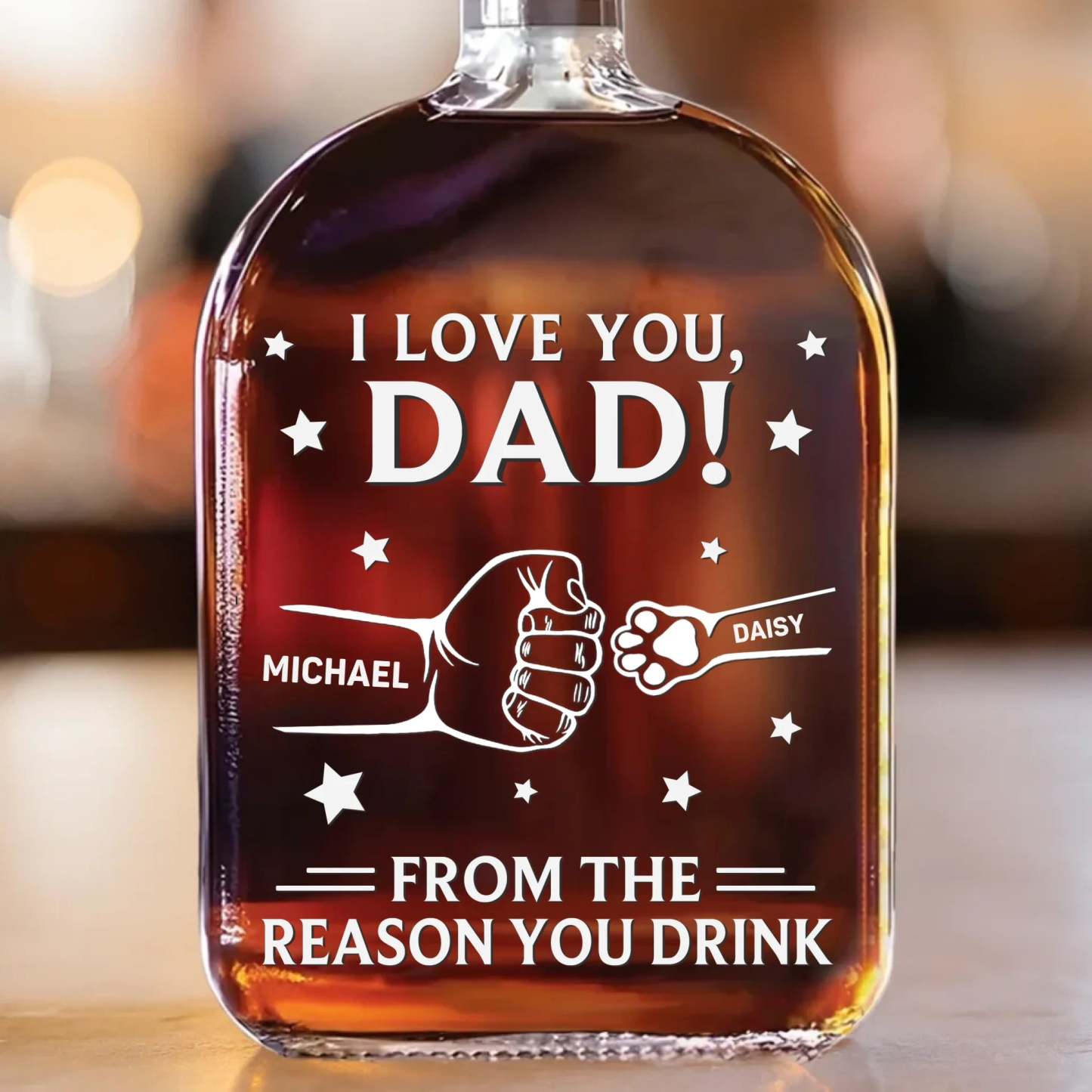 Paws Down, You’re The Best - Dog & Cat Personalized Custom Whiskey Bottle - Father's Day, Gift For Dad, Pet Owners, Pet Lovers