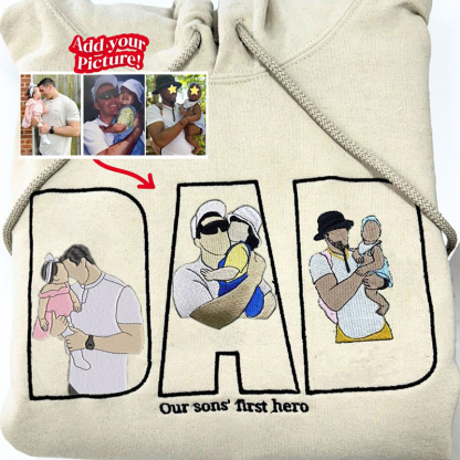 🔥Hot Sale🔥 Customize 'DAD' with Photo Embroidered- Personalized Sweatshirt with Custom Photo