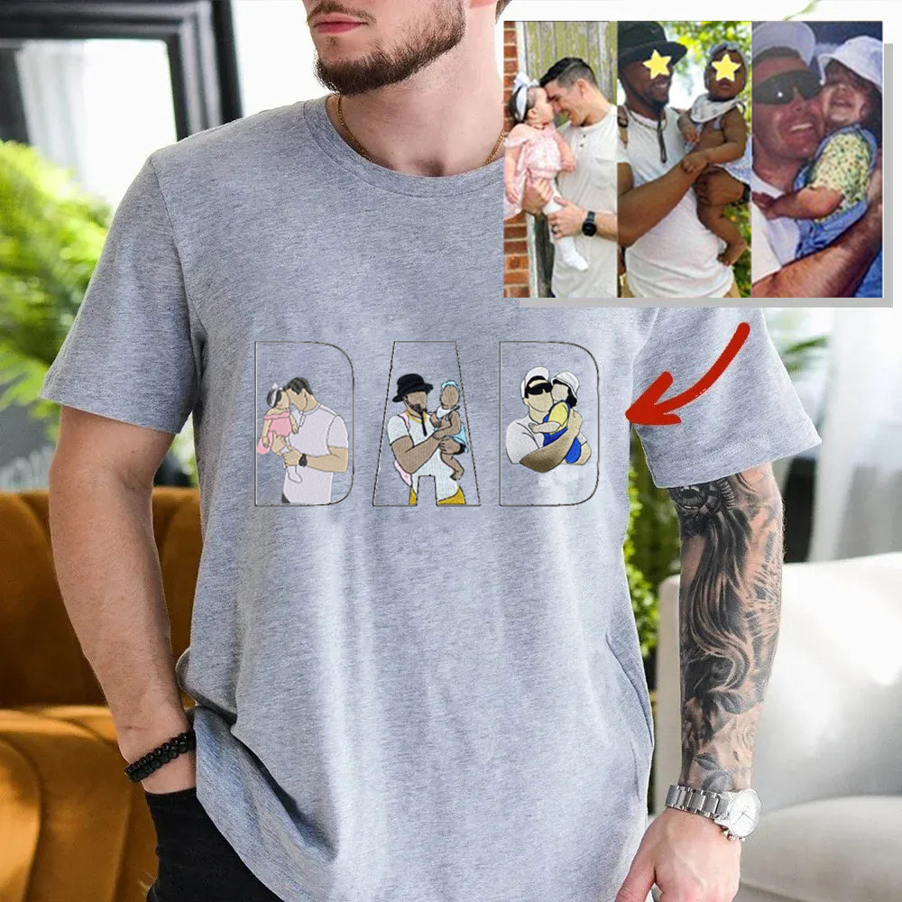 🔥Hot Sale🔥 Customize 'DAD' with Photo Embroidered- Personalized Sweatshirt with Custom Photo