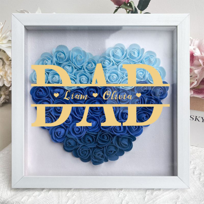 Personalized Dad & Grandpa Flower Shadow Box with Names – Father's Day Gift