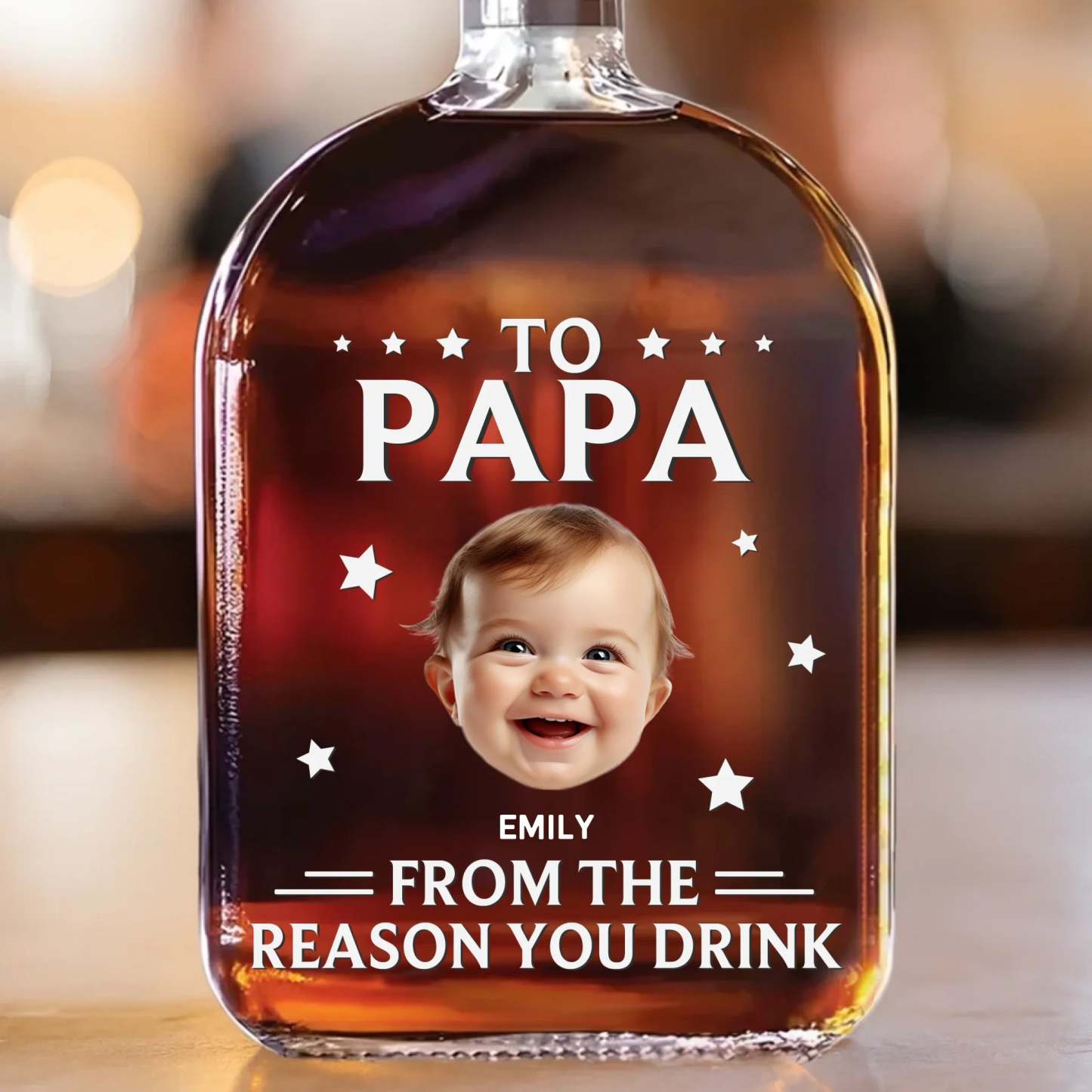 Custom Photo Because We Make Life Interesting - Family Personalized Custom Whiskey Bottle - Father's Day, Gift For Dad, Grandpa