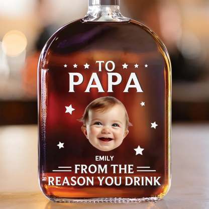 Custom Photo Because We Make Life Interesting - Family Personalized Custom Whiskey Bottle - Father's Day, Gift For Dad, Grandpa