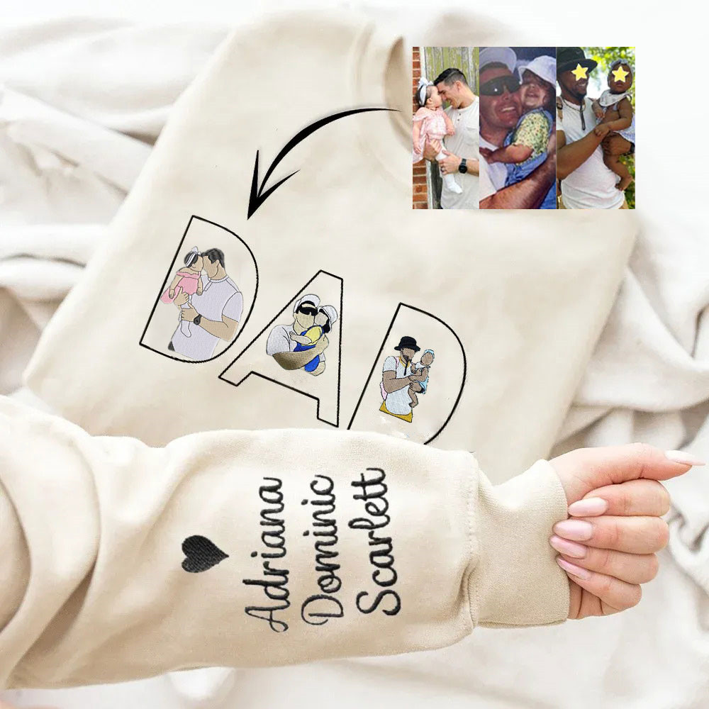 🔥Hot Sale🔥 Customize 'DAD' with Photo Embroidered- Personalized Sweatshirt with Custom Photo