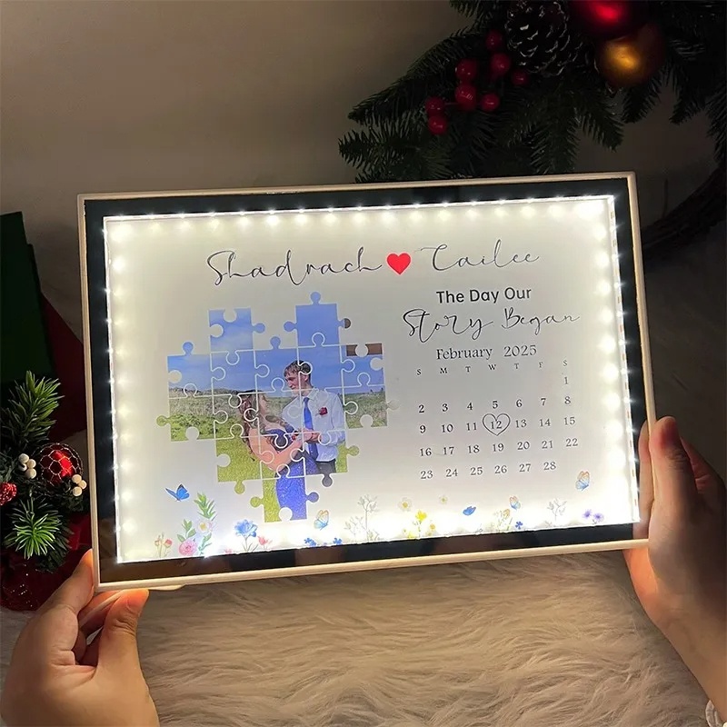 The Day I Found My Missing Piece Light Mirror – Personalized Christmas Gift for Couples