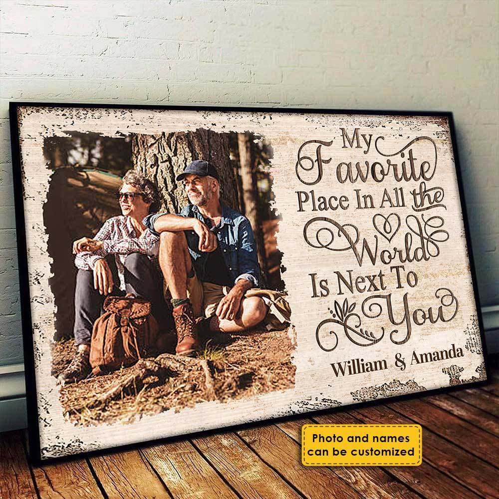 Next To You Is One Of My Favorite Places To Be - Upload Image, Gift For Couples, Personalized Horizontal Poster