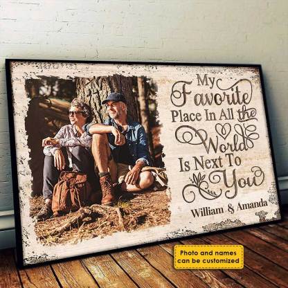 Next To You Is One Of My Favorite Places To Be - Upload Image, Gift For Couples, Personalized Horizontal Poster