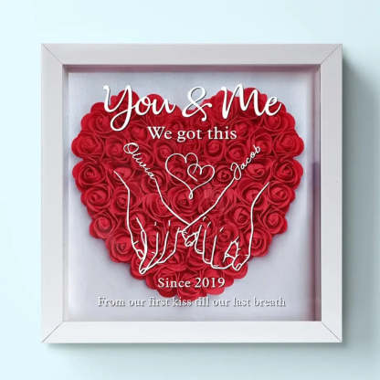 Never Above You, Never Below You. Always Beside You - Couple Personalized Custom Flower Shadow Box