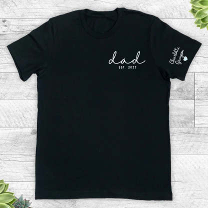 Custom Dad Est with Kids Names and Heart on Sleeve Sweatshirt