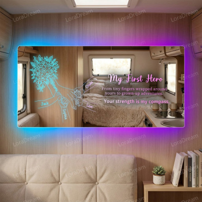 Custom Mom Holding Hands Mirror Light - Personalized Mother‘s Day Gifts with Choice of Bouquet for Mom
