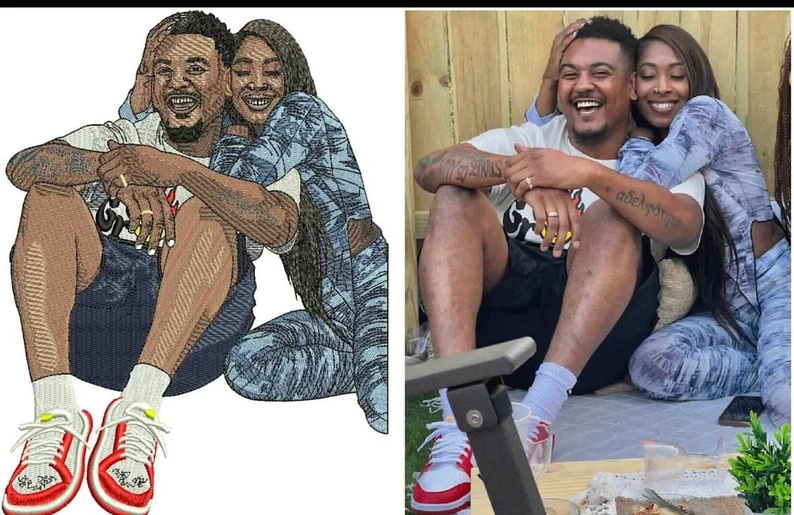 (with facial details) Custom Couple Full Color Embroidered Sweatshirt - 💕 Best Gifts to Lover 💕