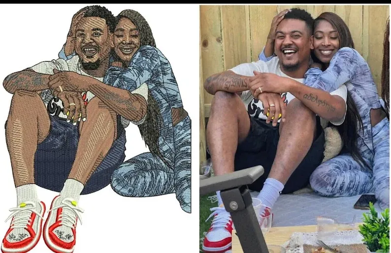 (with facial details) Custom Couple Full Color Embroidered Sweatshirt - 💕 Best Gifts to Lover 💕