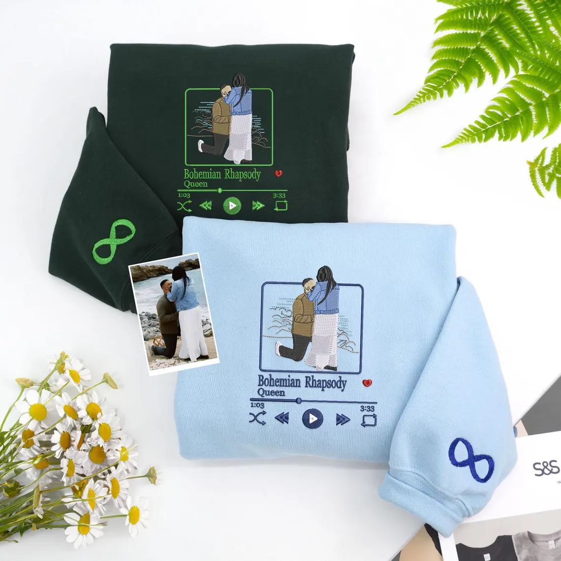 Custom Embroidered Music Lover Sweatshirt or Hoodie