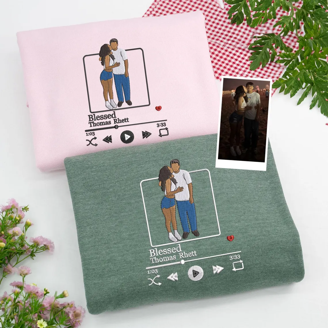 Custom Embroidered Music Lover Sweatshirt or Hoodie