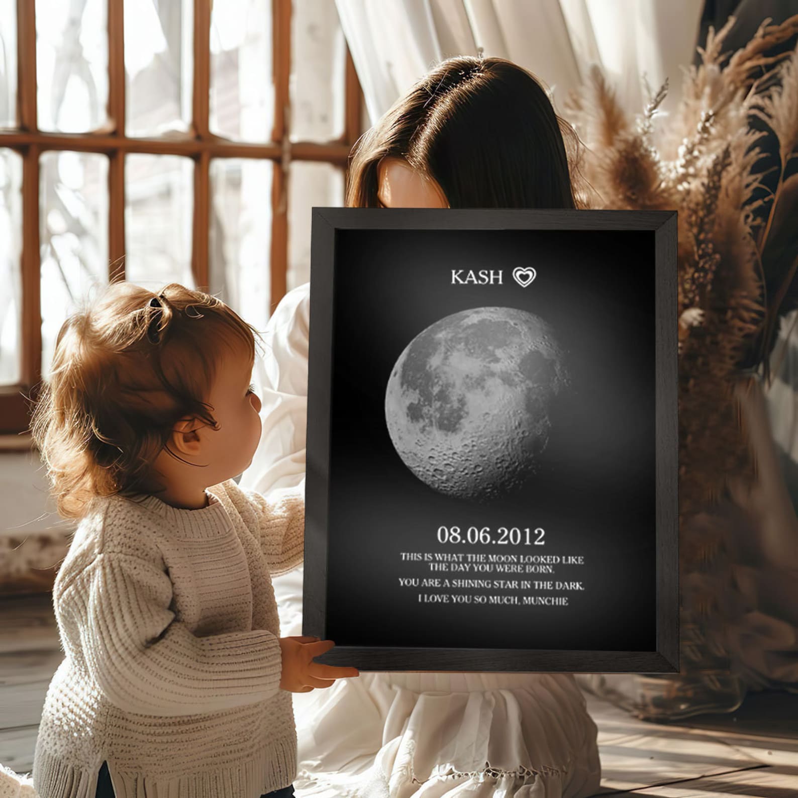 50%OFF🌔CUSTOM COUPLE ART FRAME/ REAL MOON PHASE - FOR MEMORY GIFT