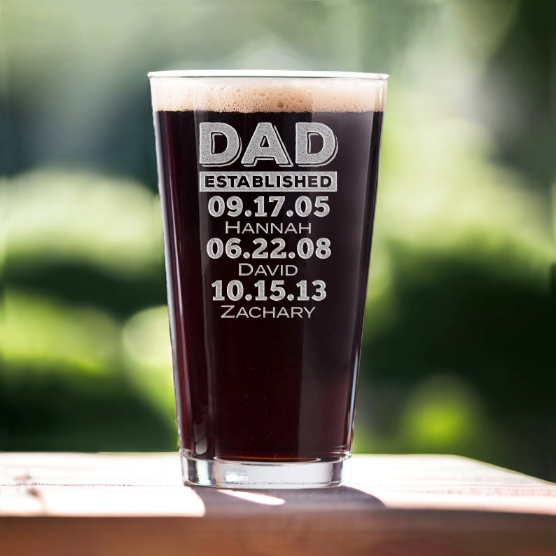 Custom Fathers Day Gifts Beer Glass - Personalized Photo Pint Glass Gift for Dad