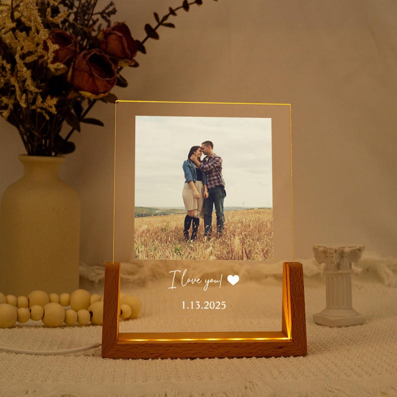 Personalized Photo LED Night Light, Father's Day Gift, Anniversary Gift, Custom Photo Gift, Birthday Gift for Her Him Family Friends