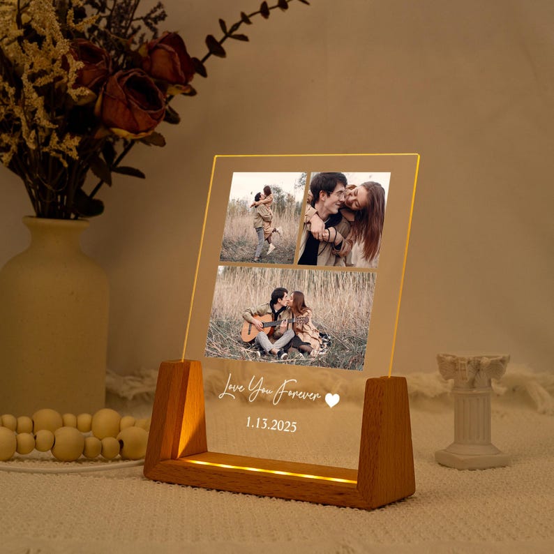 Personalized Photo LED Night Light, Father's Day Gift, Anniversary Gift, Custom Photo Gift, Birthday Gift for Her Him Family Friends