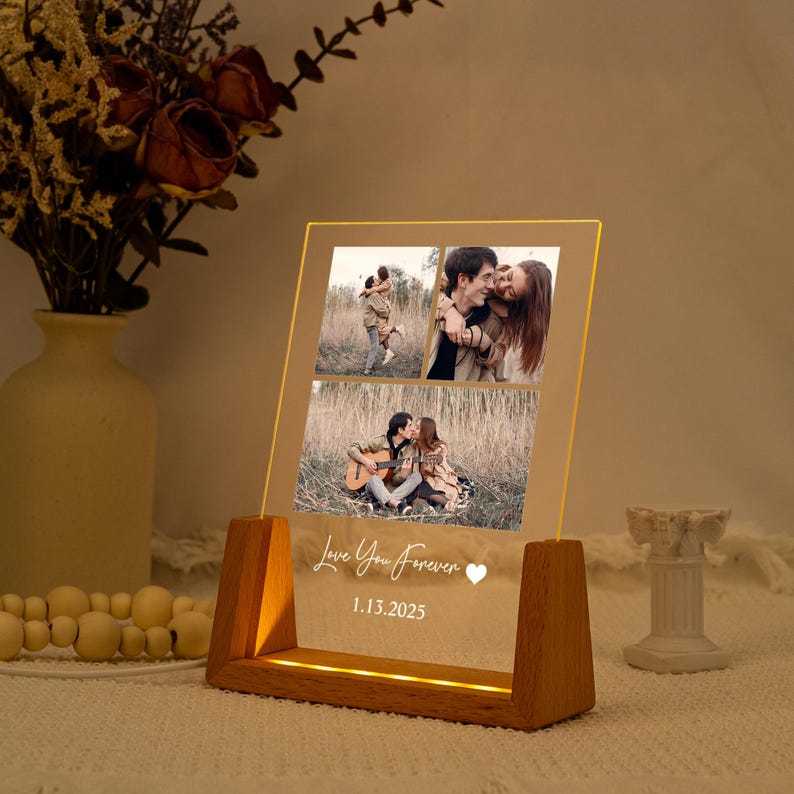 Personalized Photo LED Night Light, Father's Day Gift, Anniversary Gift, Custom Photo Gift, Birthday Gift for Her Him Family Friends