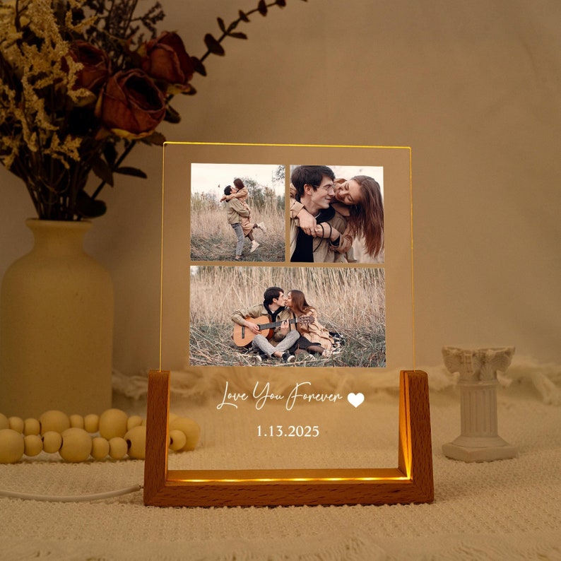 Personalized Photo LED Night Light, Father's Day Gift, Anniversary Gift, Custom Photo Gift, Birthday Gift for Her Him Family Friends