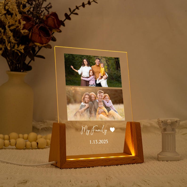Personalized Photo LED Night Light, Father's Day Gift, Anniversary Gift, Custom Photo Gift, Birthday Gift for Her Him Family Friends