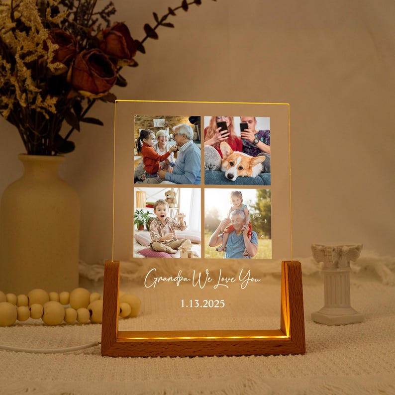 Personalized Photo LED Night Light, Father's Day Gift, Anniversary Gift, Custom Photo Gift, Birthday Gift for Her Him Family Friends