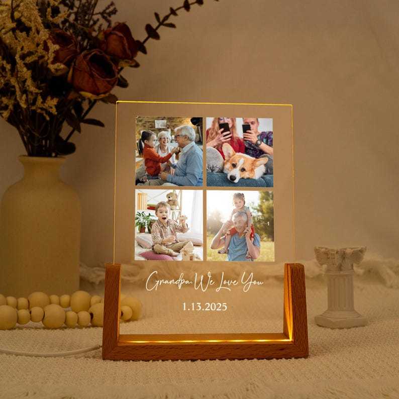 Personalized Photo LED Night Light, Father's Day Gift, Anniversary Gift, Custom Photo Gift, Birthday Gift for Her Him Family Friends