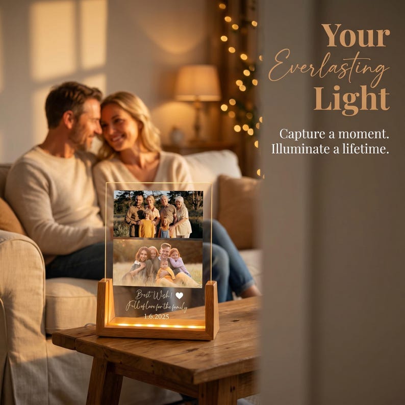 Personalized Photo LED Night Light, Father's Day Gift, Anniversary Gift, Custom Photo Gift, Birthday Gift for Her Him Family Friends
