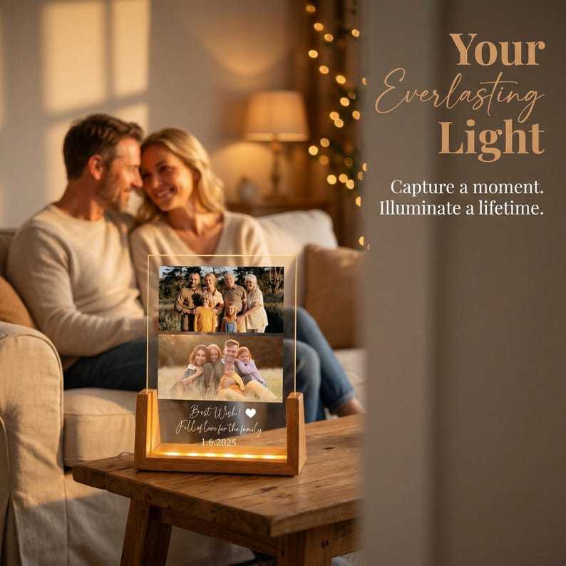 Personalized Photo LED Night Light, Father's Day Gift, Anniversary Gift, Custom Photo Gift, Birthday Gift for Her Him Family Friends