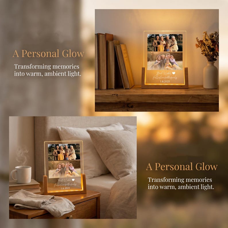 Personalized Photo LED Night Light, Father's Day Gift, Anniversary Gift, Custom Photo Gift, Birthday Gift for Her Him Family Friends
