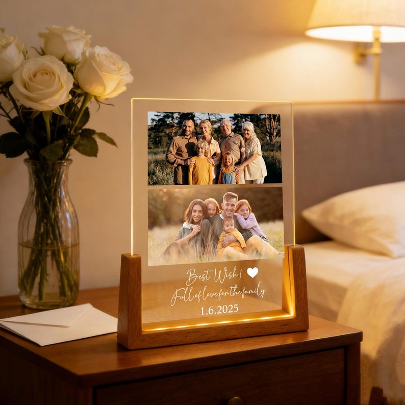 Personalized Photo LED Night Light, Father's Day Gift, Anniversary Gift, Custom Photo Gift, Birthday Gift for Her Him Family Friends
