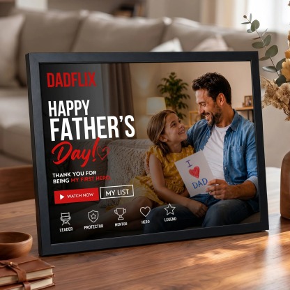 Personalized Dadflix Movie Frame – Custom Single Photo for Father’s Day Gift