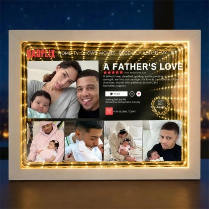 Personalized Dadflix Movie Light Box – Custom Infinity Mirror Gift for Father’s Day