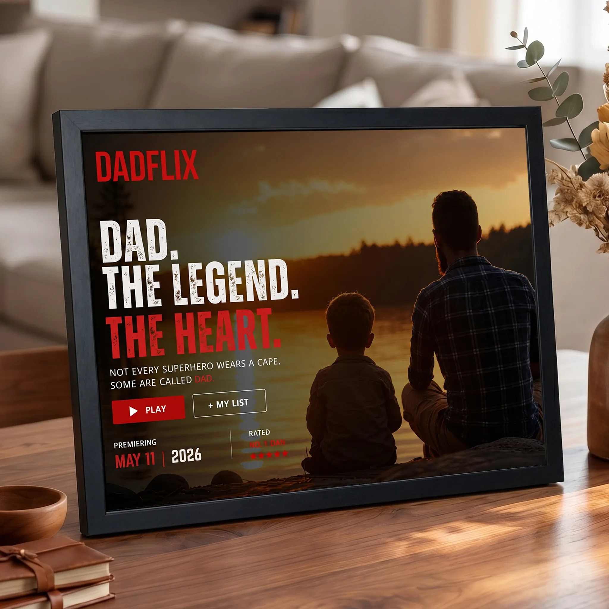 Personalized Dadflix Movie Frame – Custom Single Photo for Father’s Day Gift