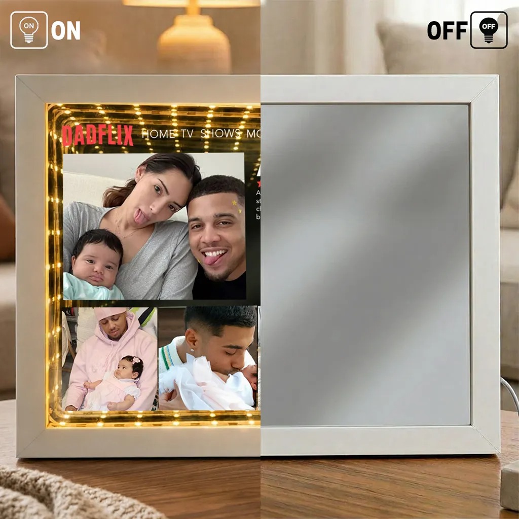 Personalized Dadflix Movie Light Box – Custom Infinity Mirror Gift for Father’s Day