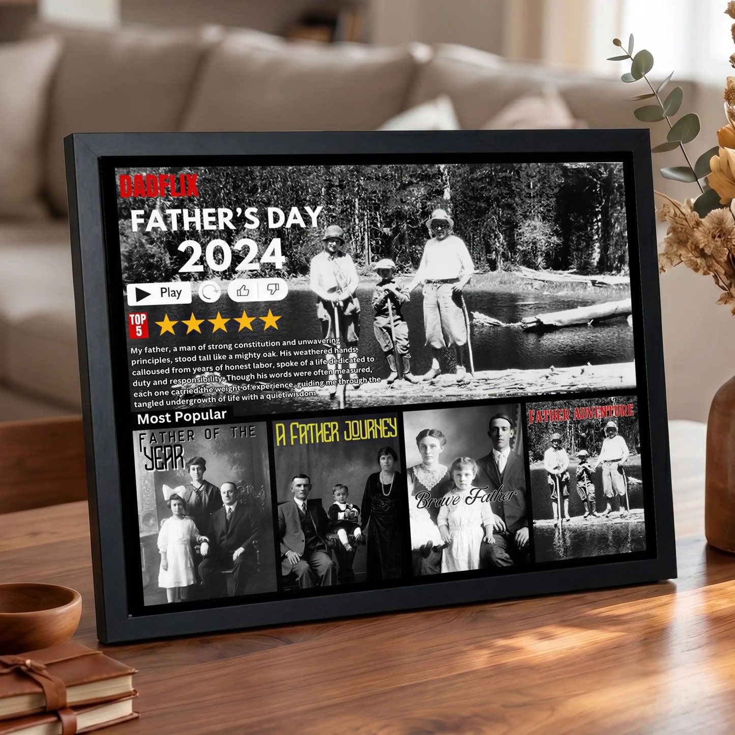 Customized Dadflix Movie Photo Collage, For Father's Day Gifts