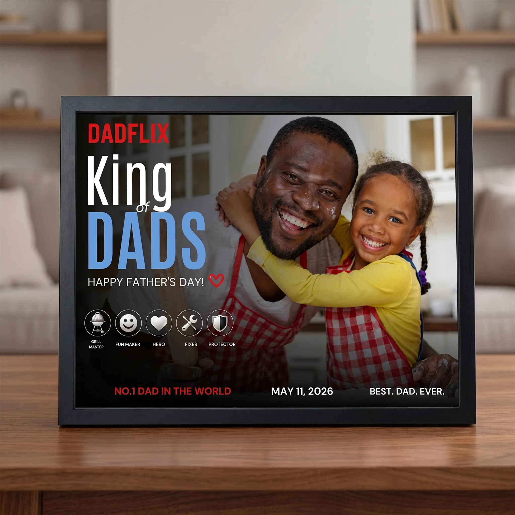 Personalized Dadflix Movie Frame – Custom Single Photo for Father’s Day Gift