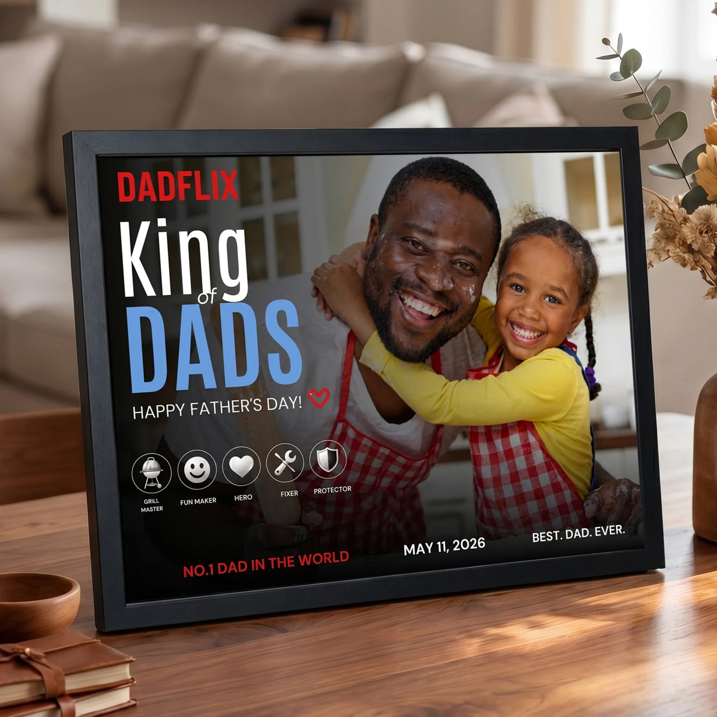 Personalized Dadflix Movie Frame – Custom Single Photo for Father’s Day Gift
