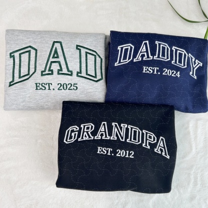 Custom Embroidered DAD & Grandpa Sweatshirt With Name On Sleeve, Father's Day Gift