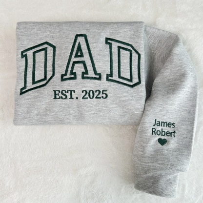 Custom Embroidered DAD & Grandpa Sweatshirt With Name On Sleeve, Father's Day Gift