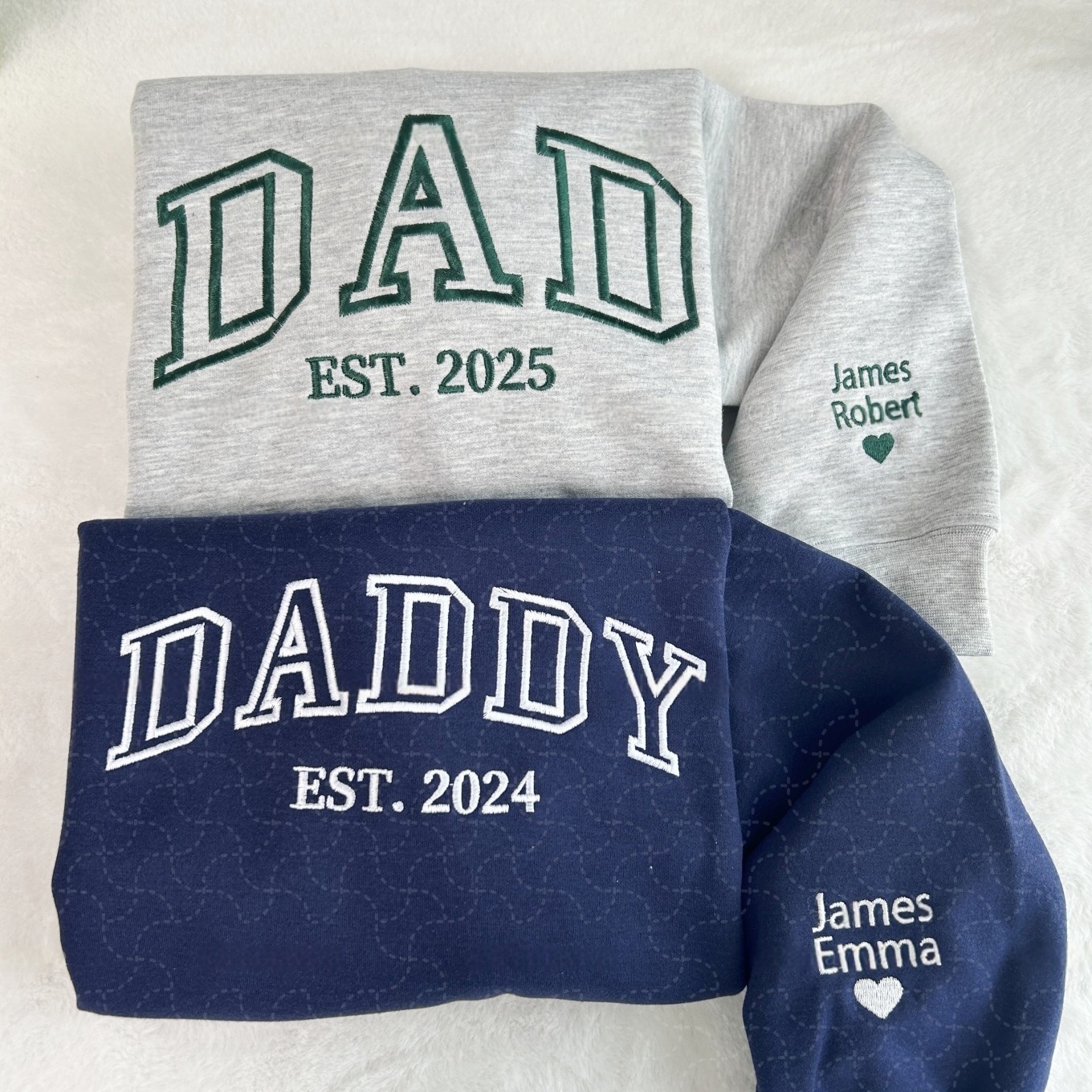 Custom Embroidered DAD & Grandpa Sweatshirt With Name On Sleeve, Father's Day Gift