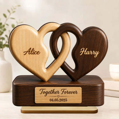 Interlocking Hearts – Personalized Couple Plaque, Custom Names & Date Keepsake Gift