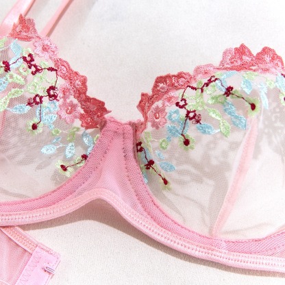 Pink Blossom Floral Lingerie Set-VibeCloset