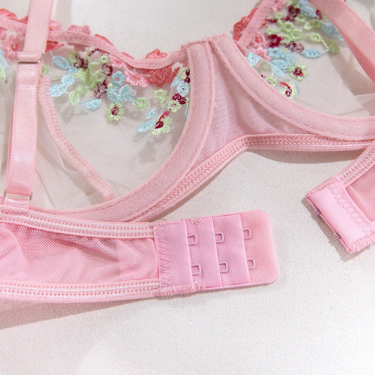 Pink Blossom Floral Lingerie Set-VibeCloset