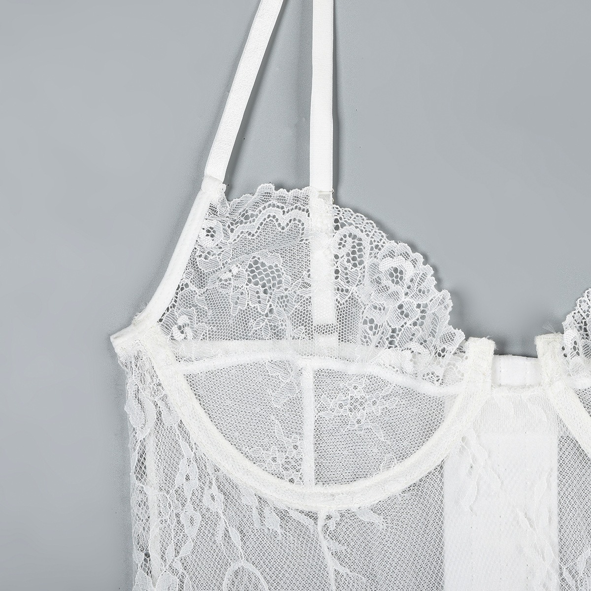 White Lace Lingerie G-String Chemise-SexBodyShop