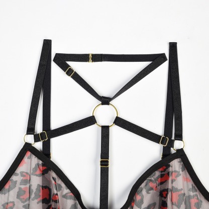 Dynamic Leopard Strappy Gartered Teddy-SexBodyShop