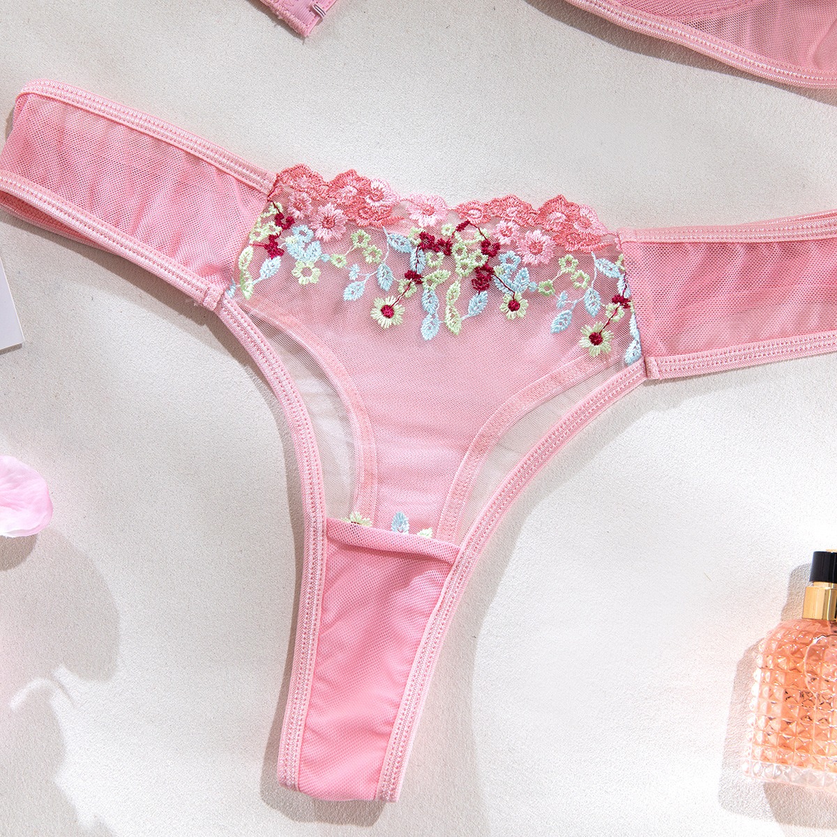 Pink Blossom Floral Lingerie Set-VibeCloset