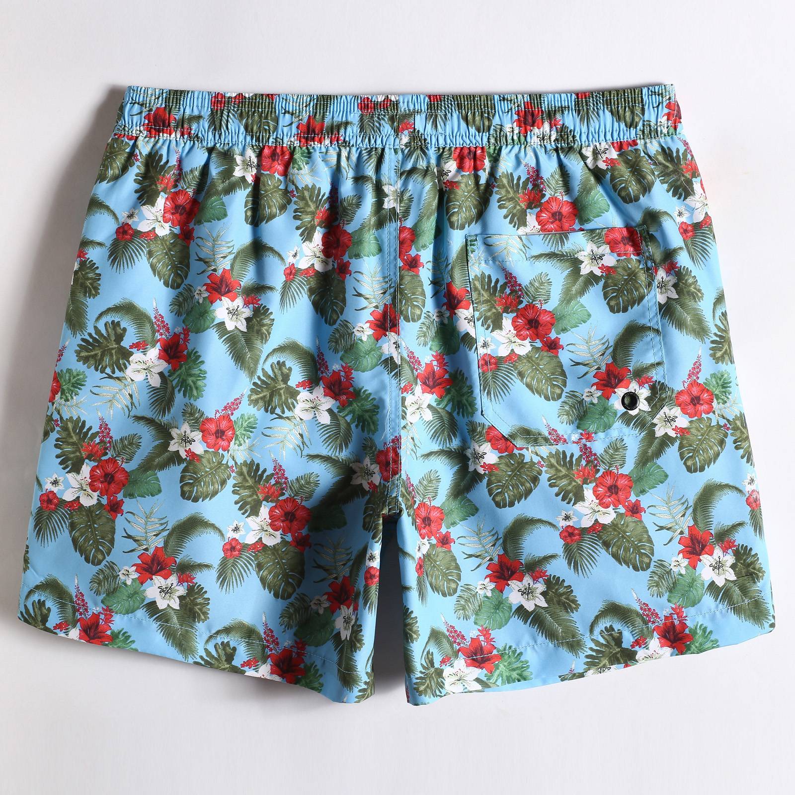 5.5 Inch Inseam Blue Bouquet Swim Trunks-VibeCloset