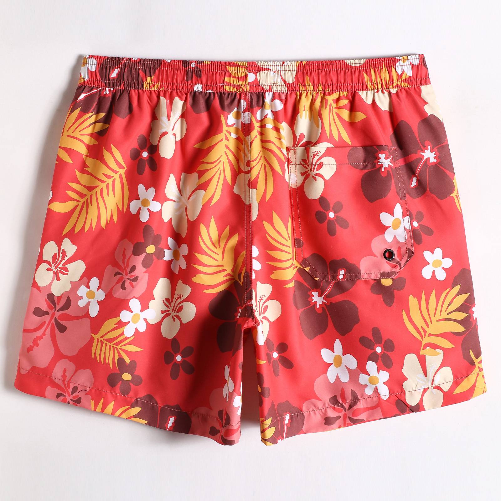 5.5 Inch Inseam Red Sakura Swim Trunks-VibeCloset