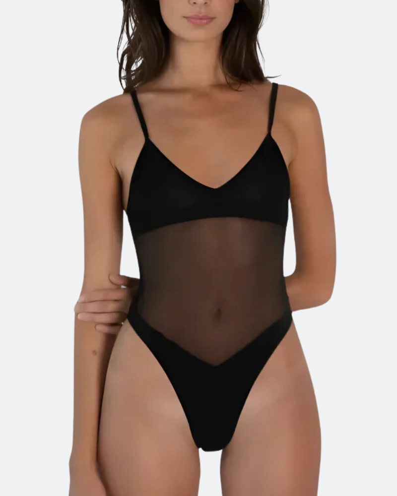 👙One-Piece Tan Through Swimsuit-VibeCloset
